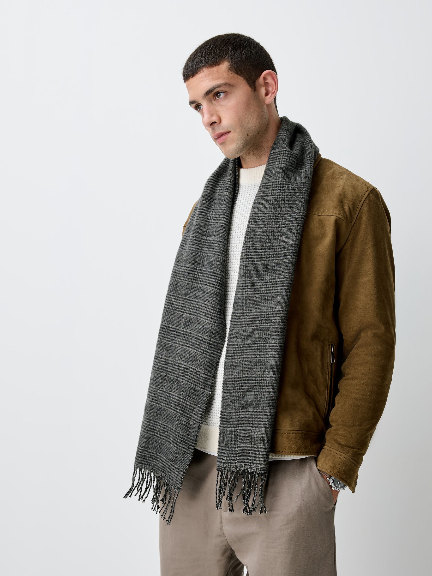 Grijs geruit - 100% Wool Woven Scarf