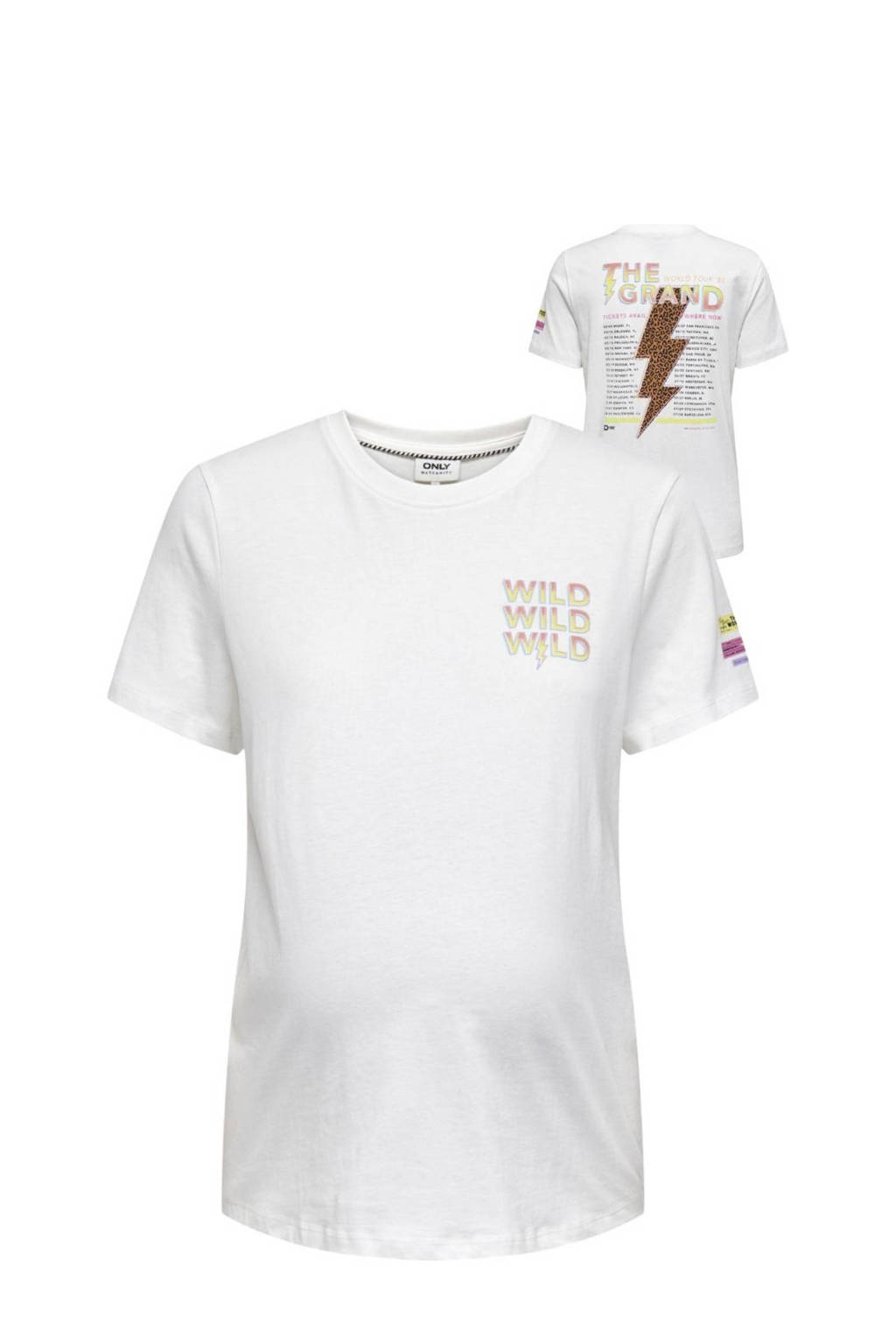 ONLY MATERNITY zwangerschapsshirt OLMJEN met backprint wit
