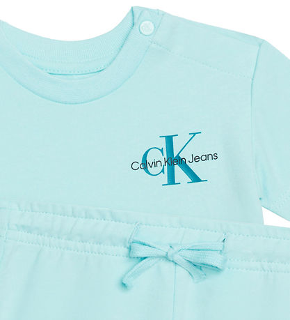 Calvin Klein S?t - T-shirt/ Shorts - Monogram Logo - Blåe Tint