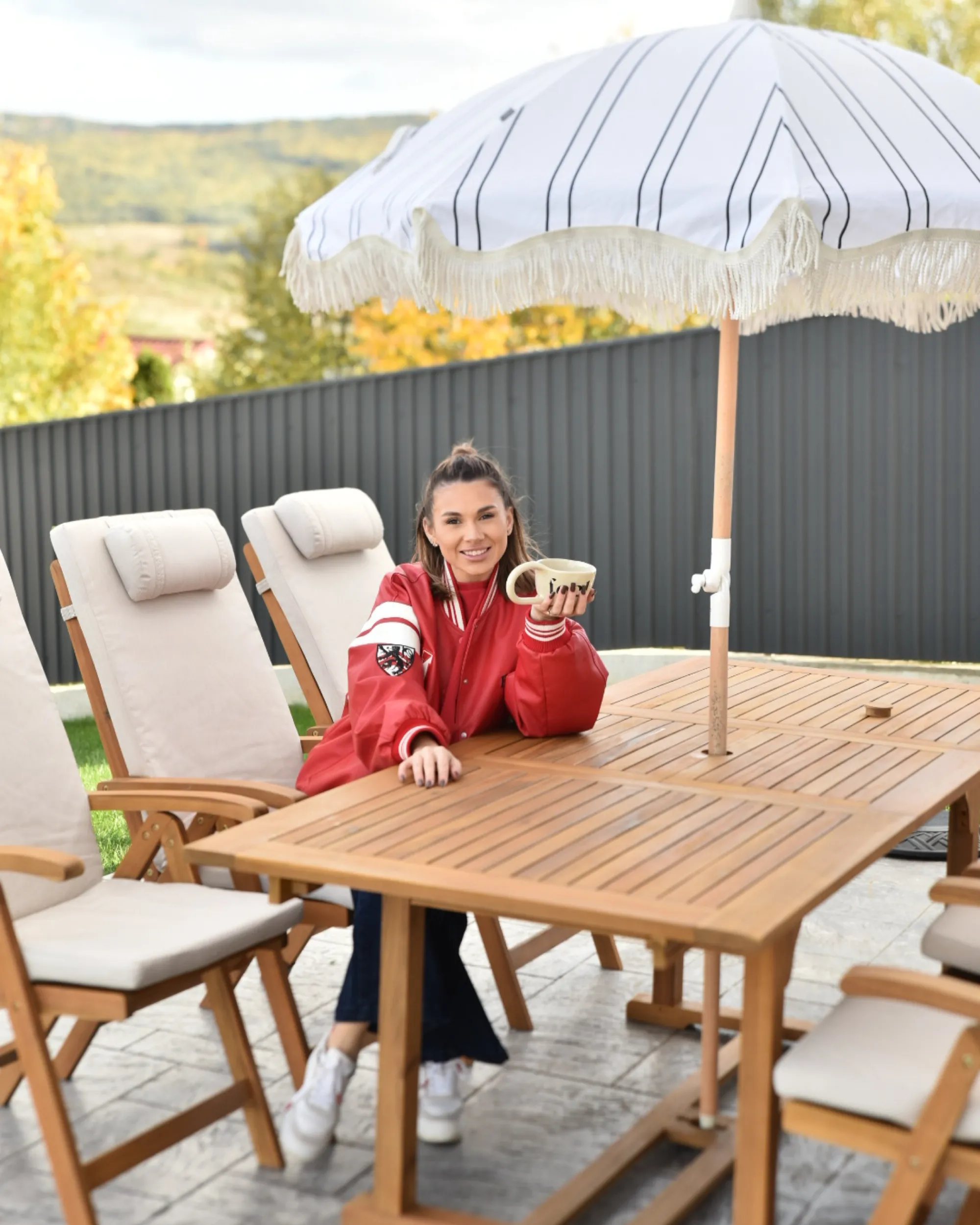 Parasol 155 cm MONDELLO Wit/zwart