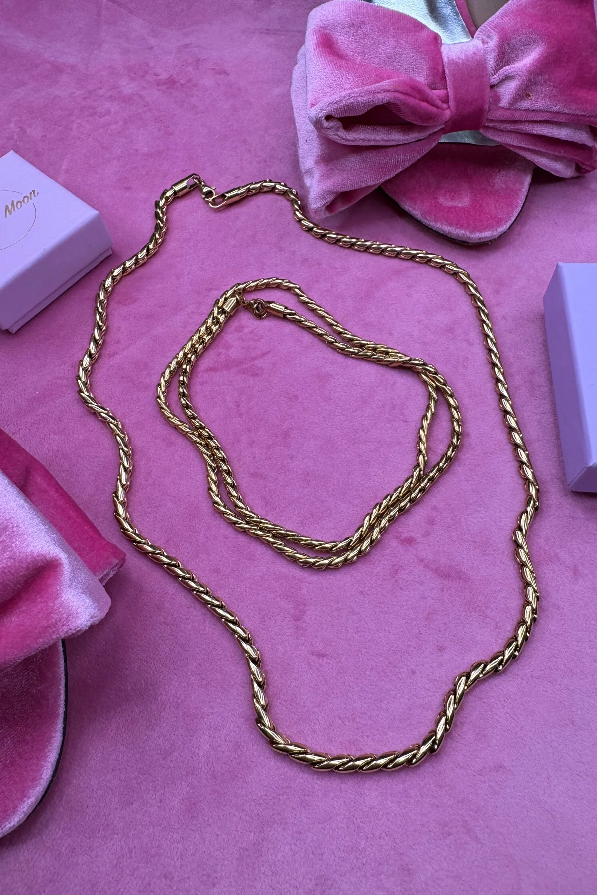 Mellow Moon Round Palm Tree Necklace Collier Palmiers s forgyldt