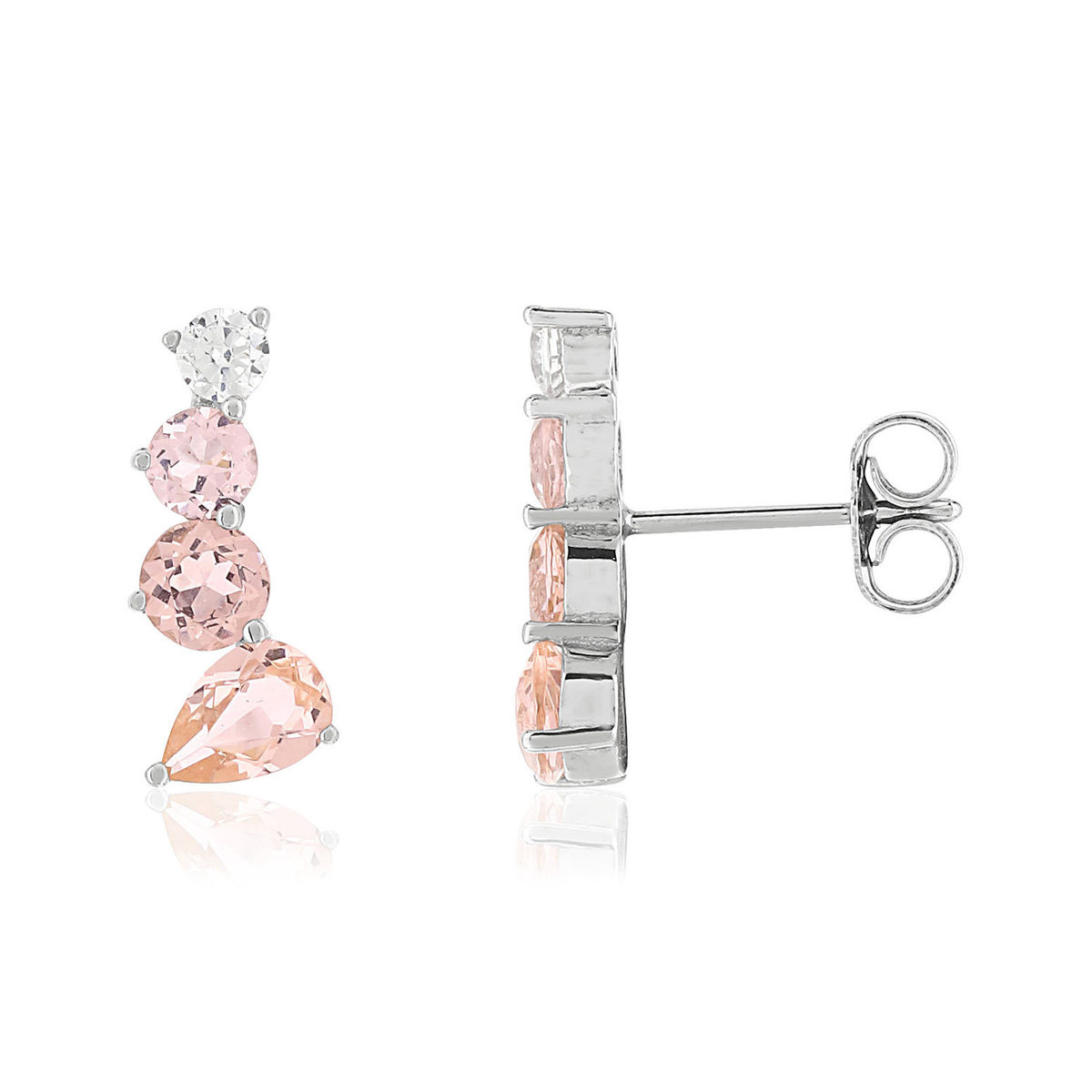 Boucles d'oreilles argent 925 pierres imitation roses et zirconias
