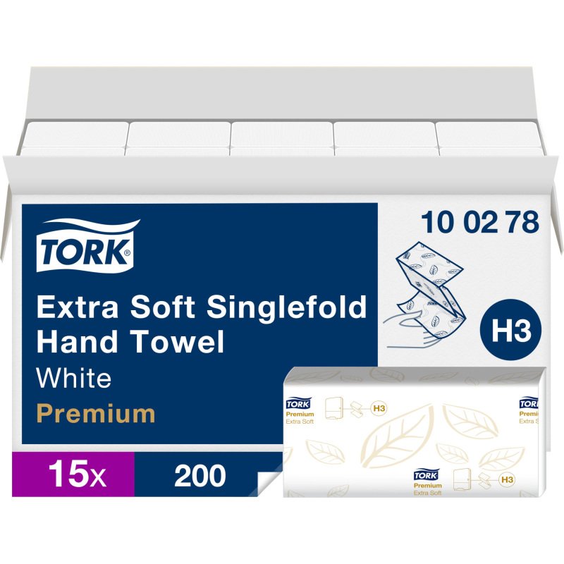 Essuie-mains pliage enchevêtré Tork H3 Premium doux- Carton de 3000