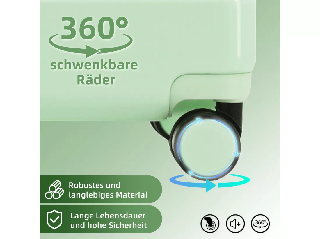 Bagage à main de 3 pièces20&24&28 pouces - en matériau ABS+PC - doubles roues pivotantes à 360° et Serrure TSA-vert