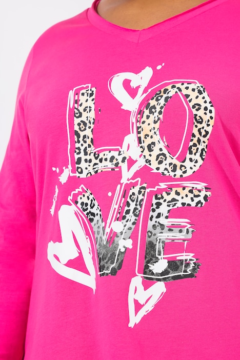 T-Shirt, A-Linie, LOVE Motiv, Langarm
