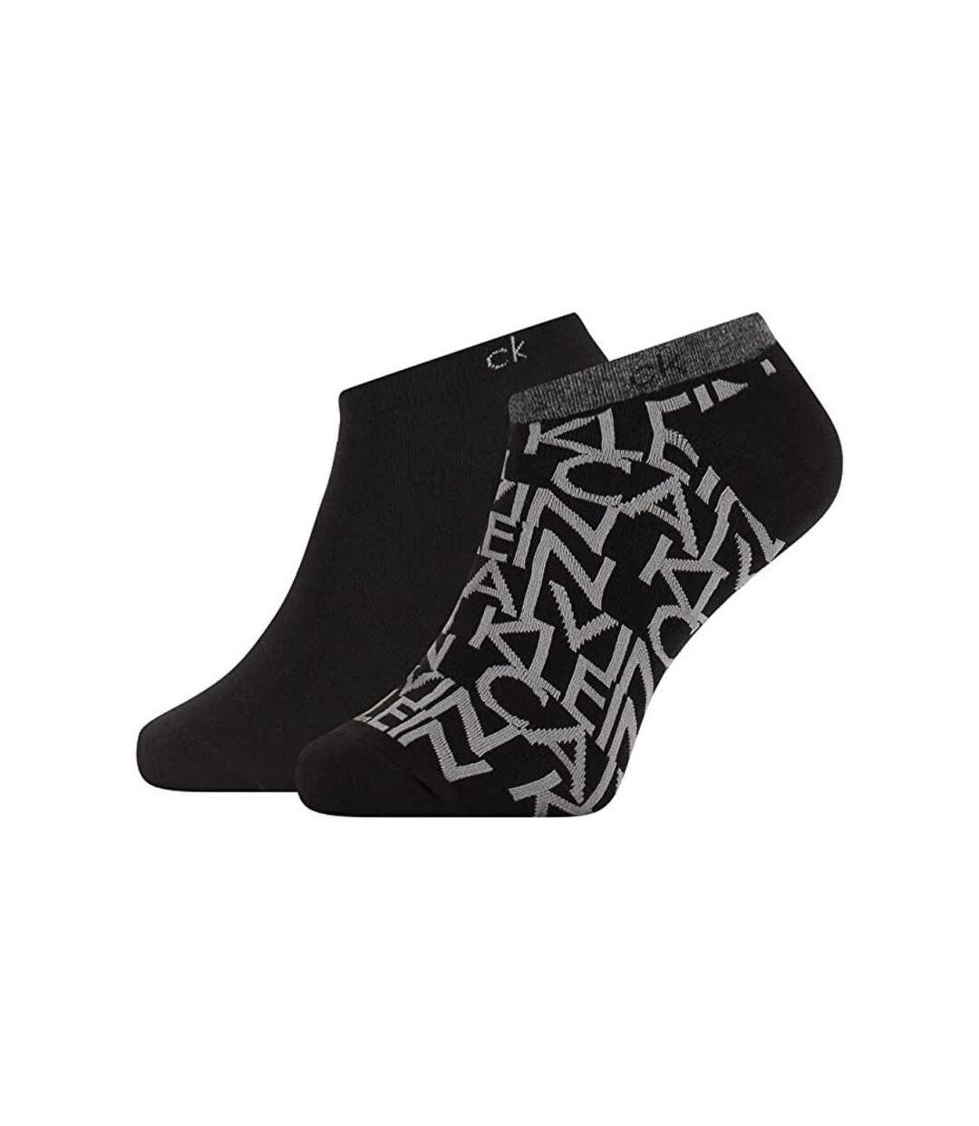 CALVIN KLEIN Lot 2 paires de Socquettes Homme Coton ALLOVER Noir