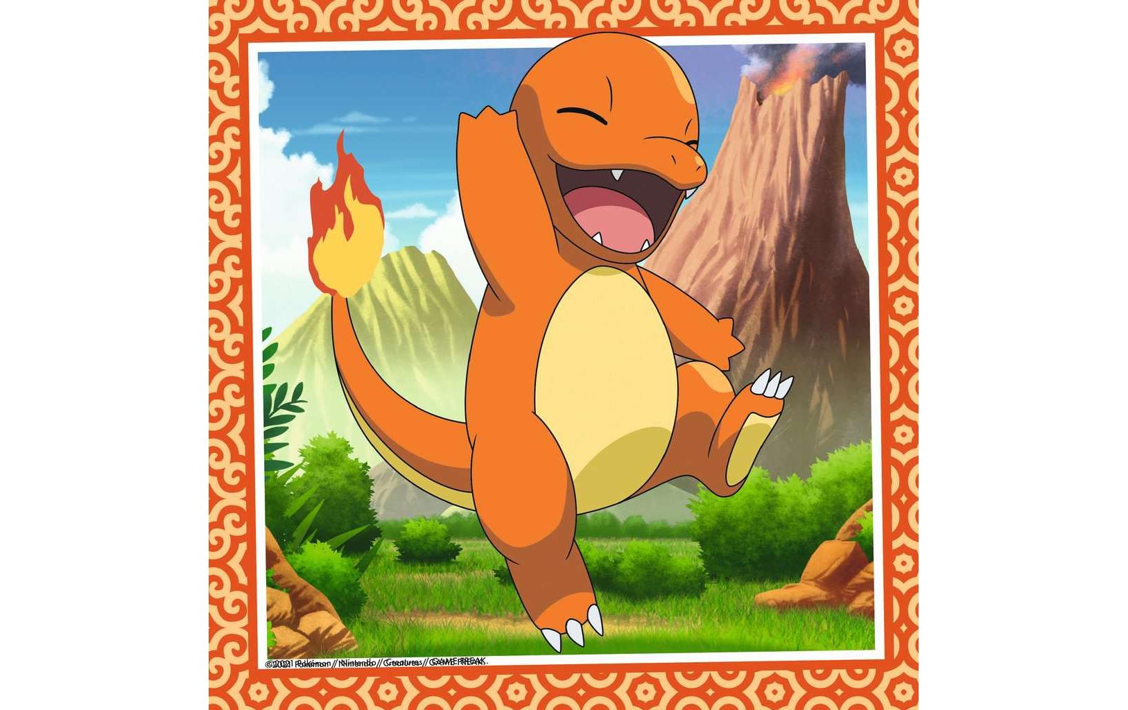 Puzzle Glumanda, Bisasam und SchiggyPokémon-Puzzle für Kinder