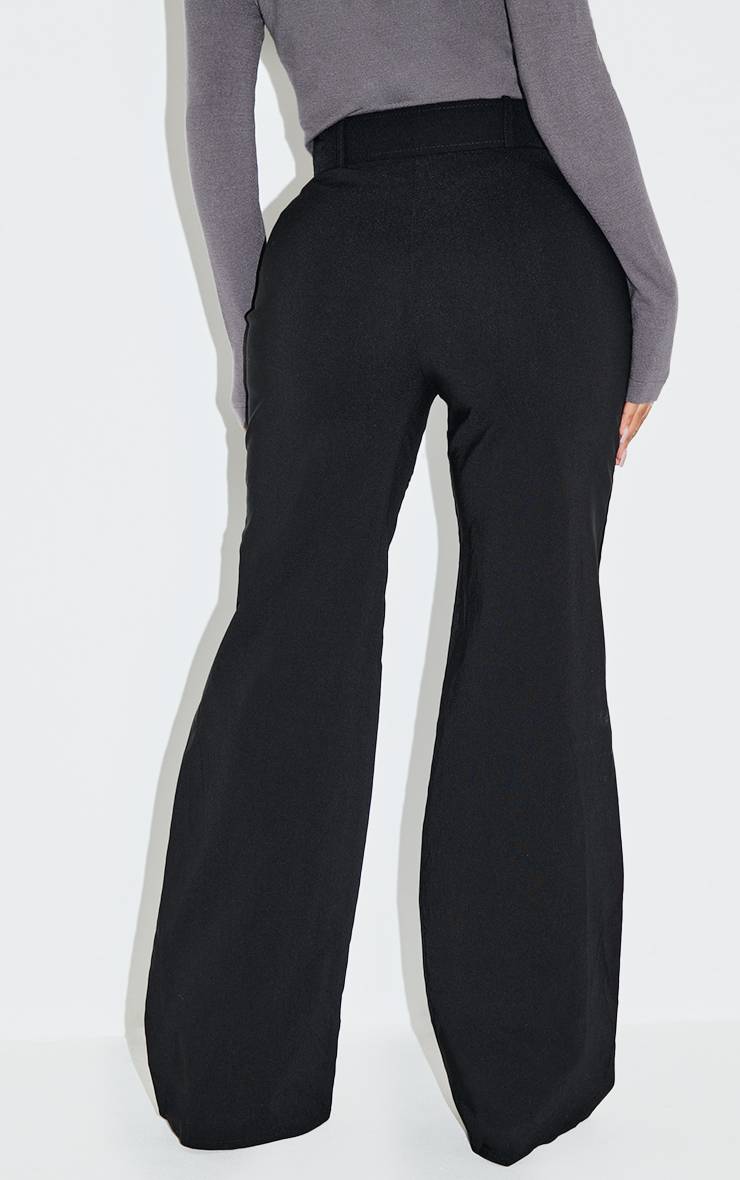 Noir Pantalon Large Taille Haute Ceinturé En Tissu Extensible Shape