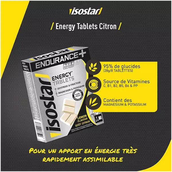 Isostar Energy Tablette Énergétique Citron 24 unités