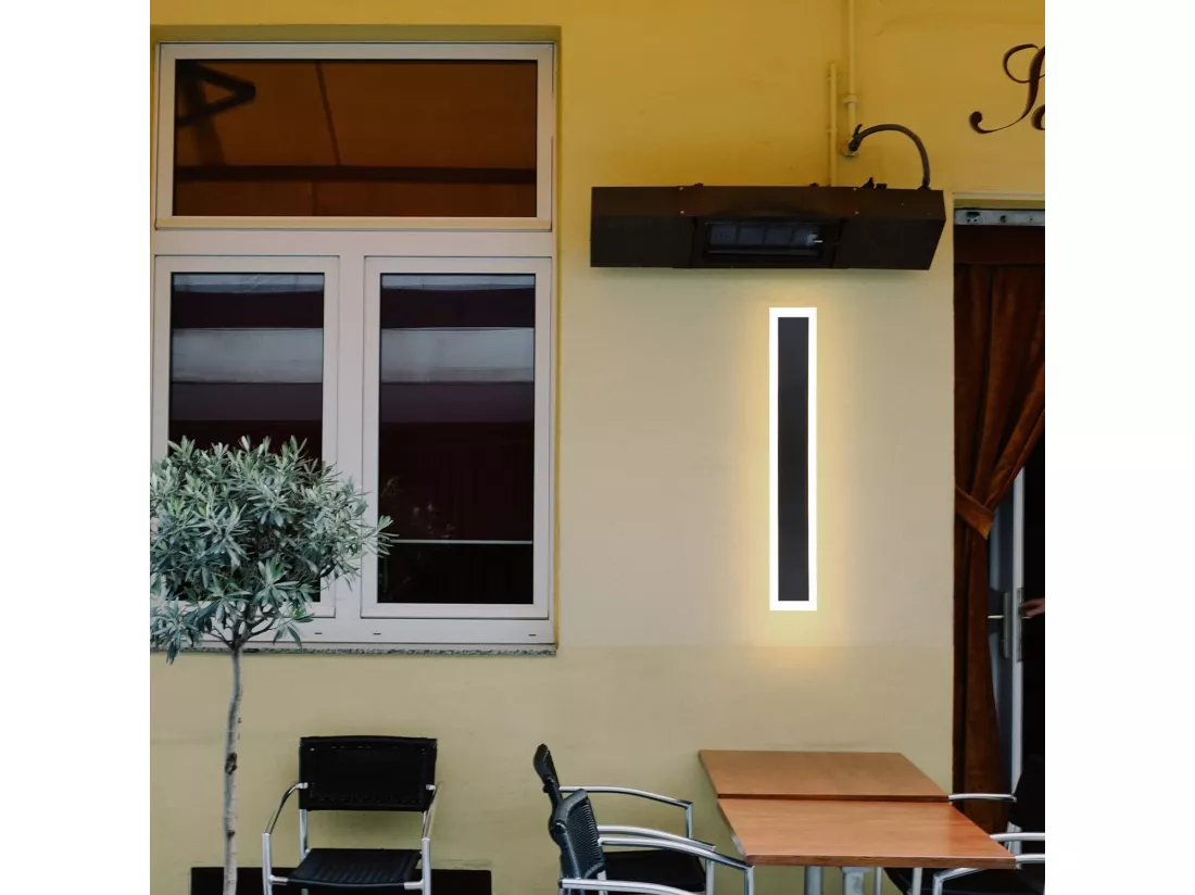 NETTLIFE Applique Extérieure LED : 50cm Applique Intérieure Longue 10W Applique Mur Noir 3000K Lampe Extérieure Moderne IP65
