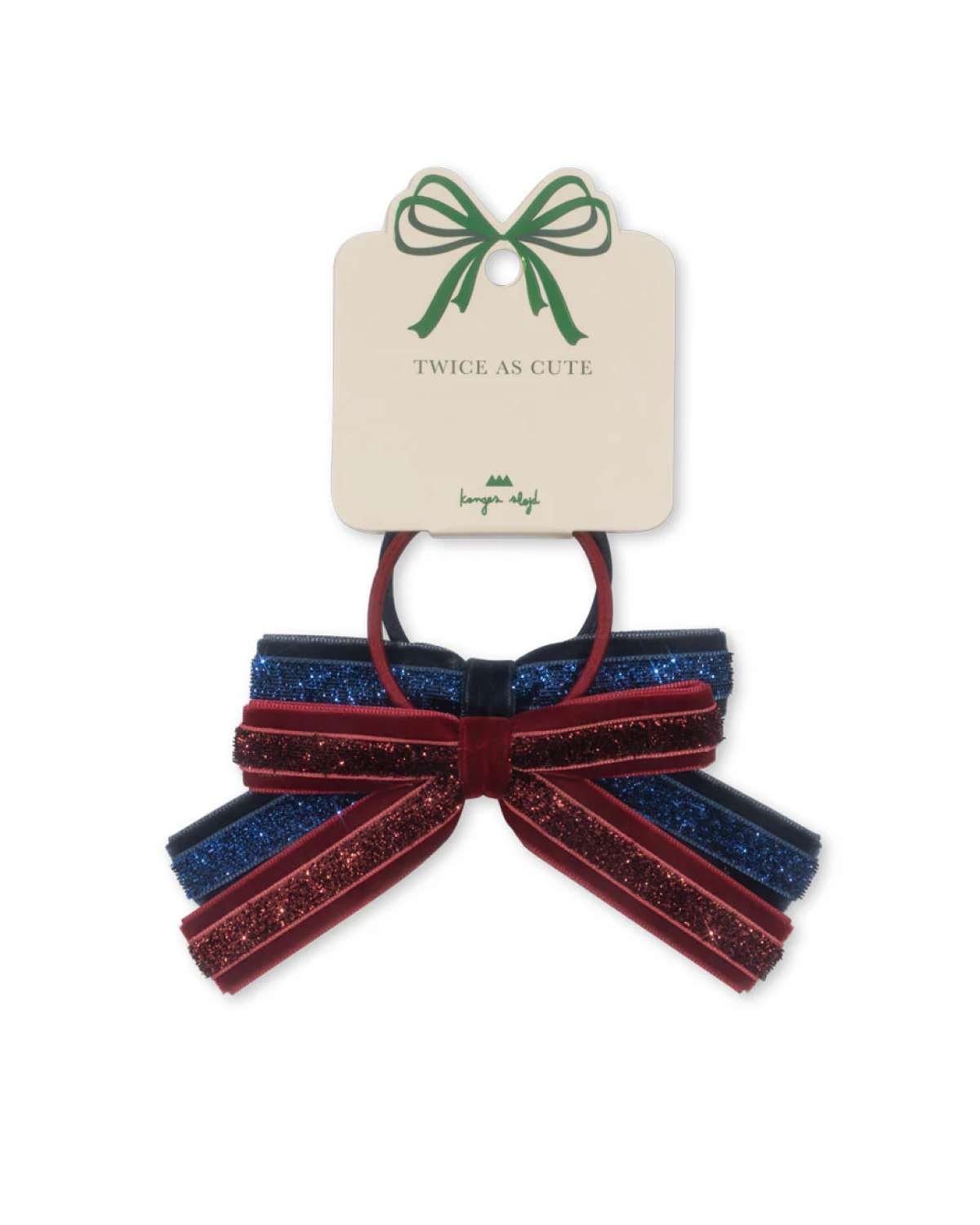 Hårstrikk m/ Sløyfe og Glitter 2pk | Velvet Bow Elastic