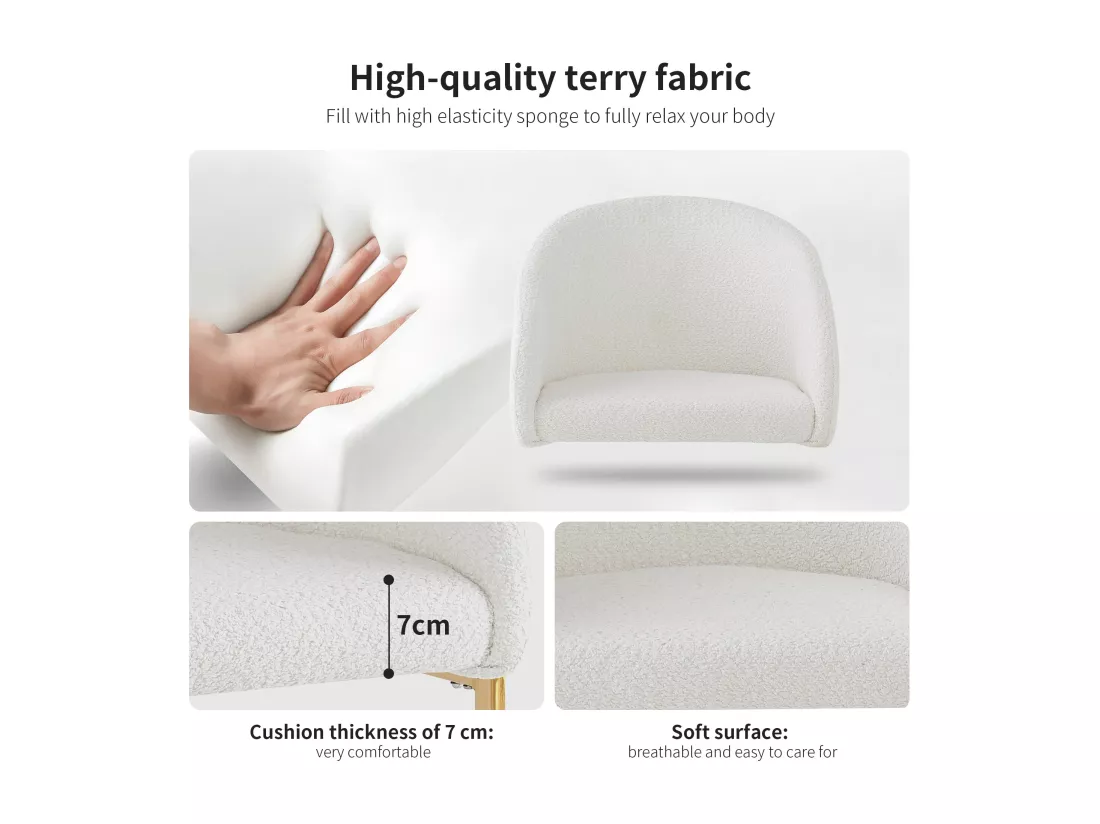 Lot de 6 chaises cantilever en tissu bouclette Beige