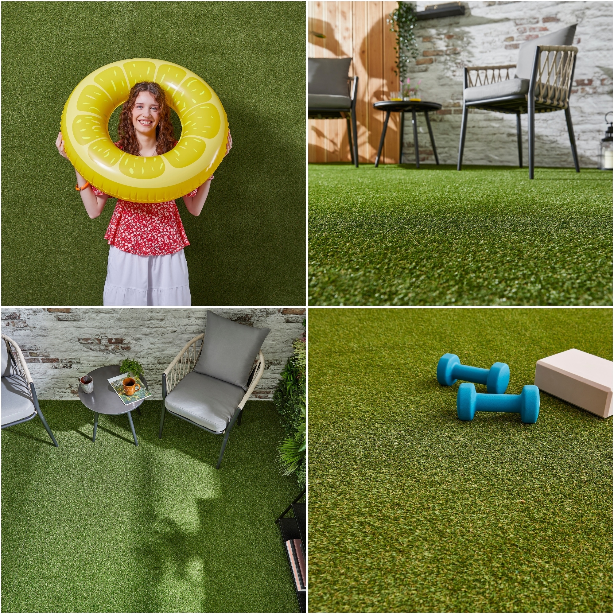 Andiamo Kunstrasen »Rasenteppich Jever, Gesamthöhe 22 mm« rechteckig natürliche Optik, mit Drainagefunktion, für Balkon, Terrasse & Garten