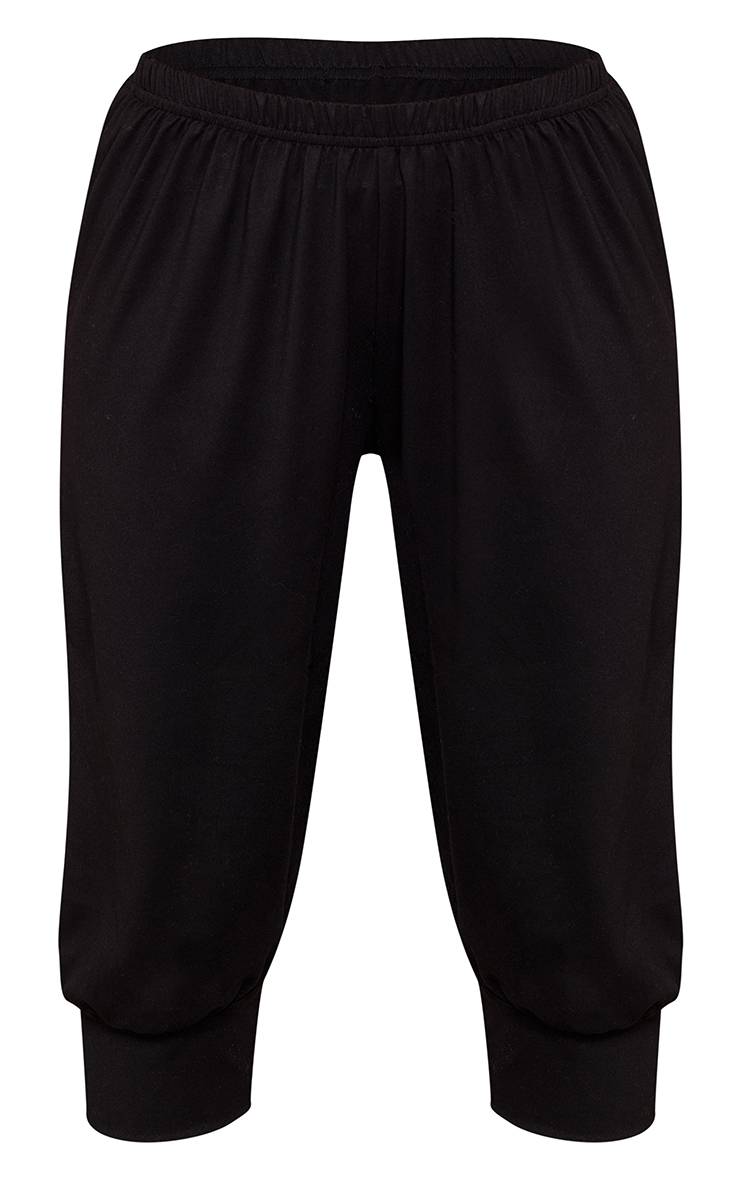 Noir Pantalon Capri À Revers En Jersey Petite