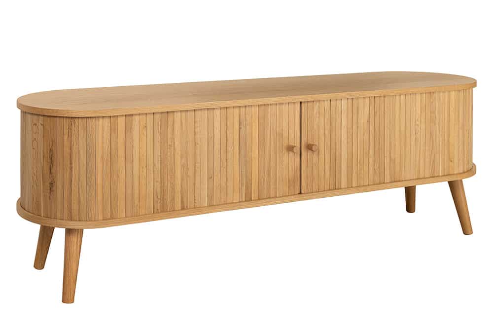 Retro TV-Board VALHALLA WOOD 160cm natur Eichenholz Schiebetüren Lowboard