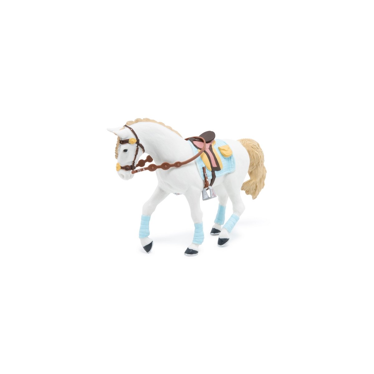 Cheval de la cavalière fashion bleue