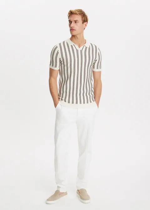 Johnny polo met strepen off-white (WIT.O)