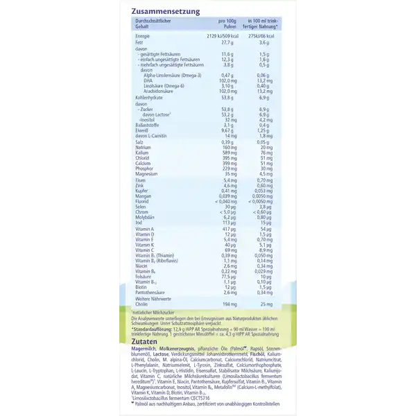 Anti-Reflux Spezialnahrung von Geburt an