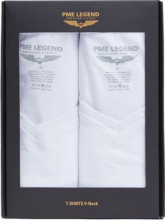 PME Legend Basic T-shirt 2-Pack V-Hals Wit PUW00230 kopen