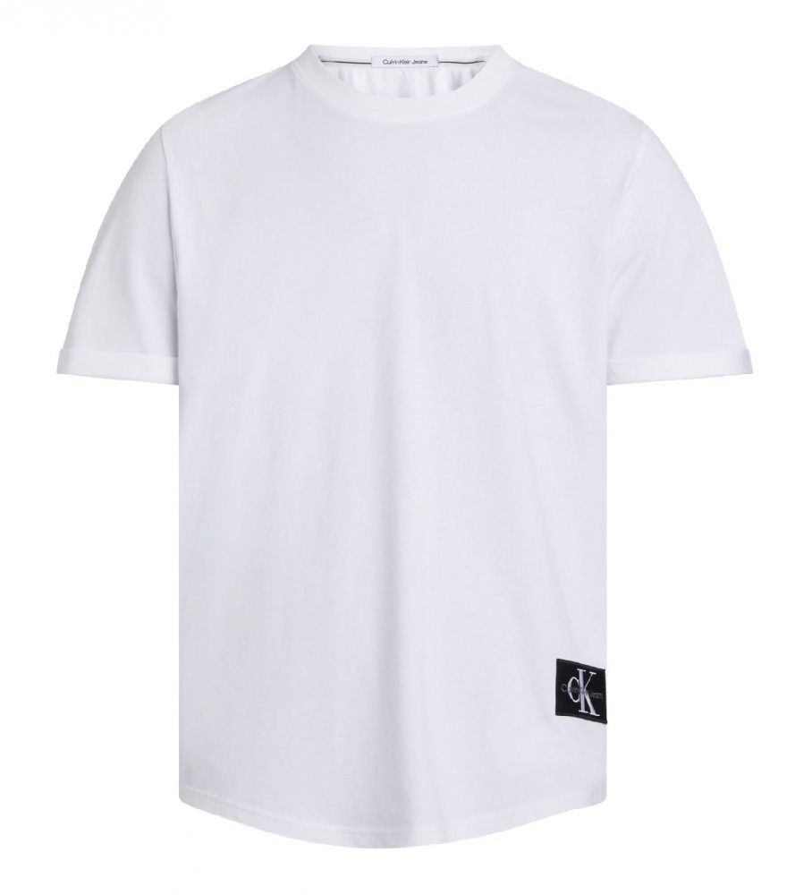 Camiseta branca de algodão Calvin Klein Jeans com emblema.