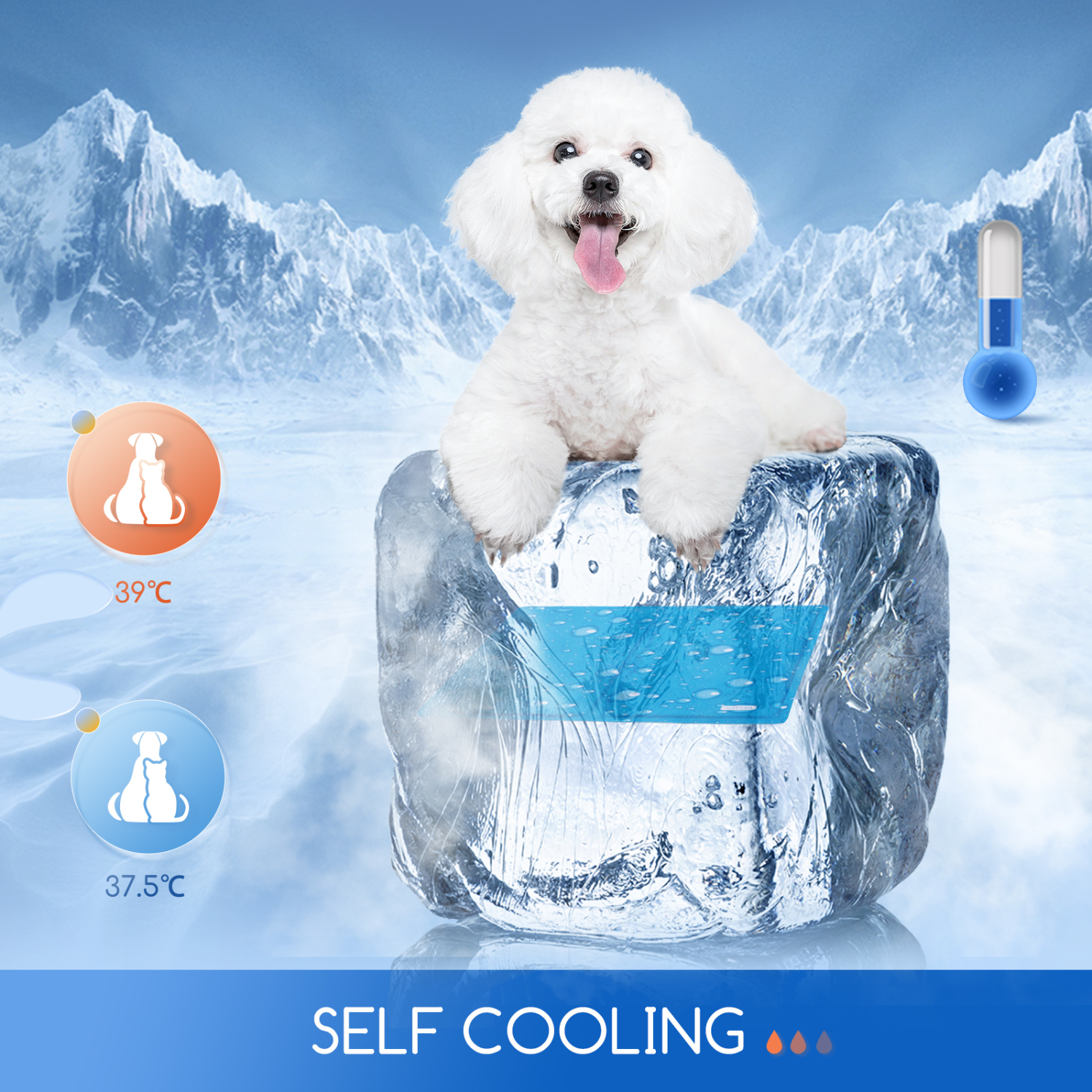 Tapete Refrescante Nobleza para Cães e Gatos, 90*50cm, Cobertor Refrescante para Cães, Cama Refrescante para Animais de Estimação de Porte Médio a Grande, Tapete de Gel Ativado por Pressão, Tamanho G