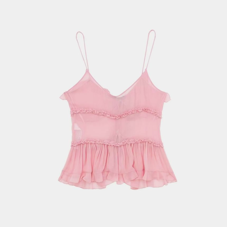 Cumulys - Effen camisole top met ruches
