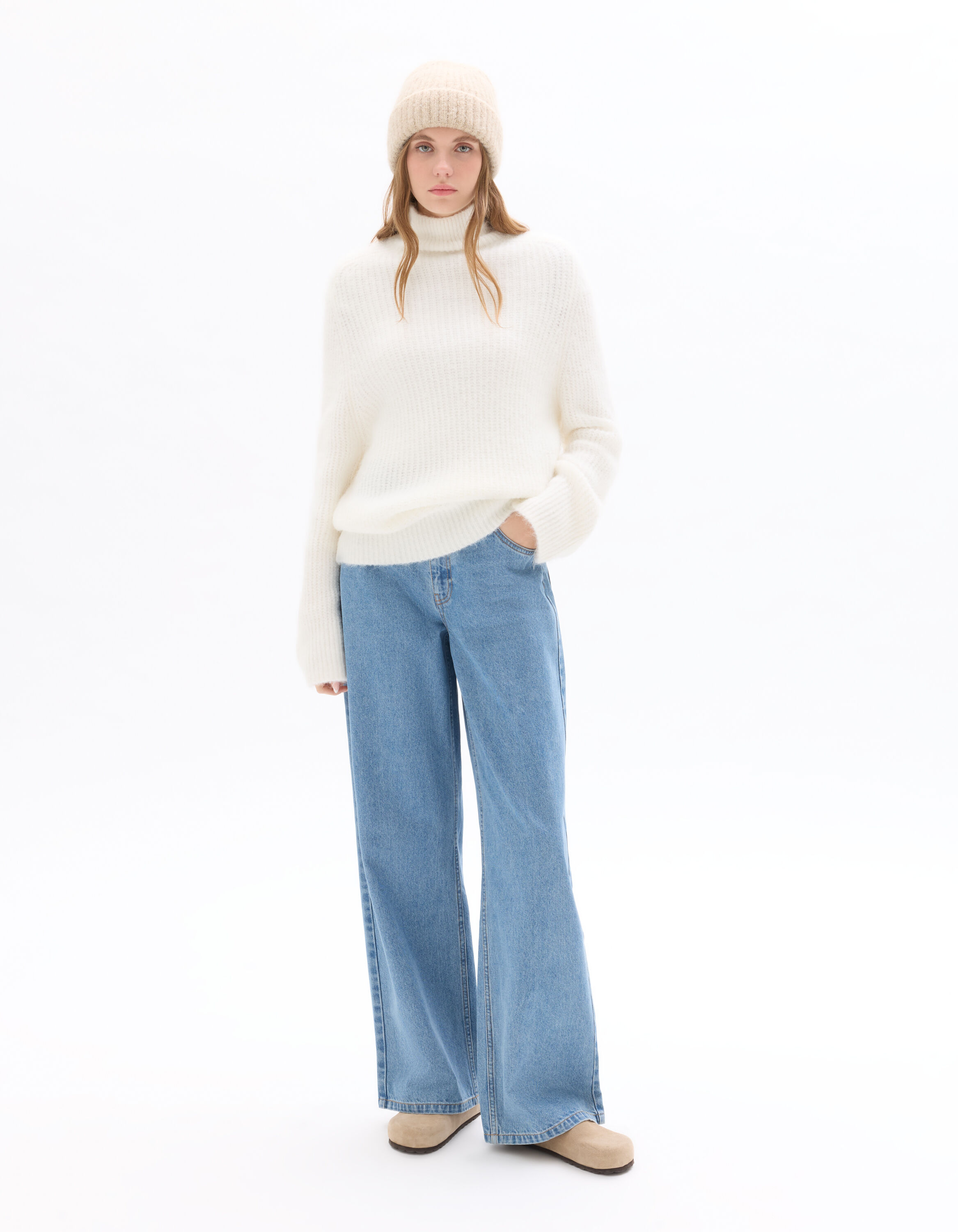 Jean large 100% coton - double stone