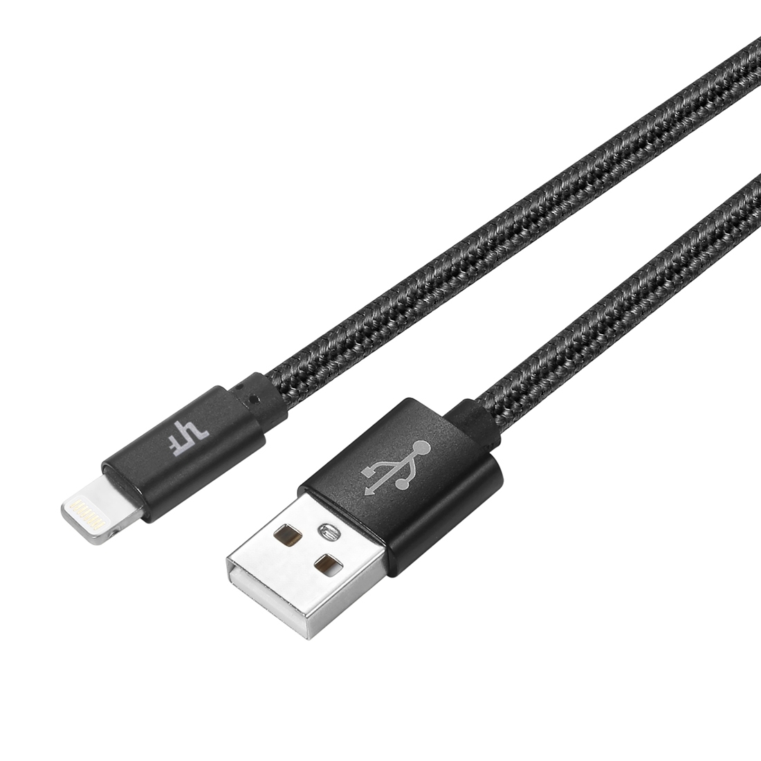 (1m) 2.4A MFi USB A auf Lightning Schnellladekabel Nylon Datenkabel - Schwarz