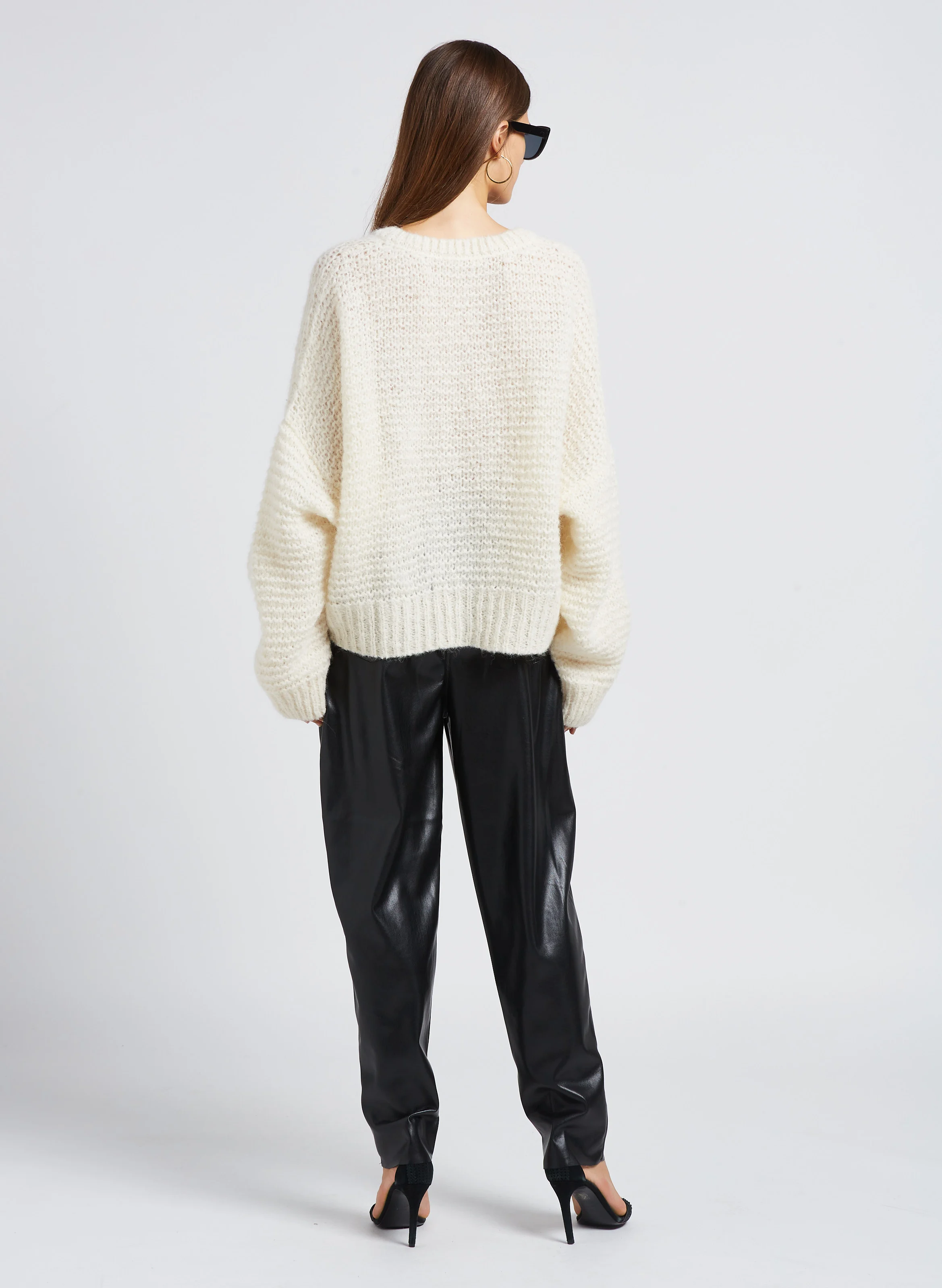 BROCK - Pantalon carotte aspect cuir| Noir