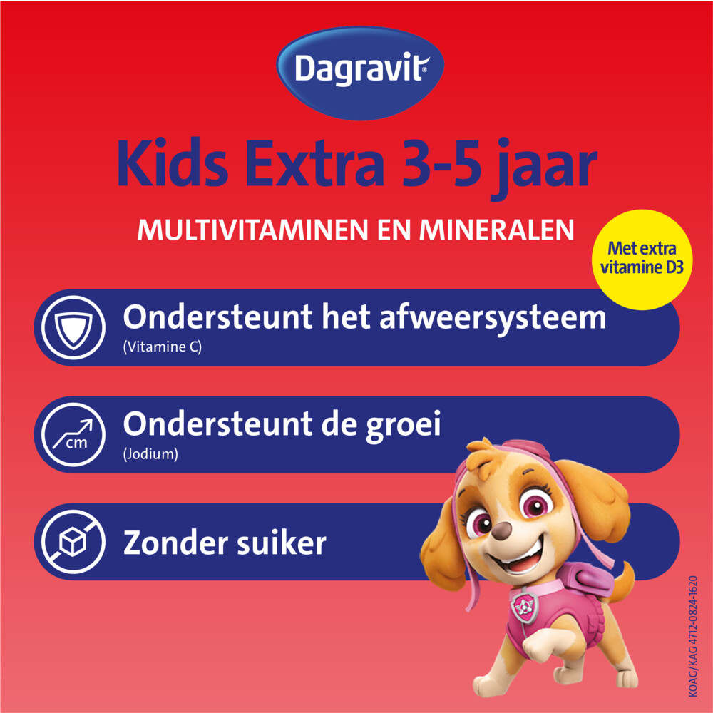 Dagravit Multivitamine Kids Xtra 3-5 Jaar Paw Patrol60 Kauwtabletten