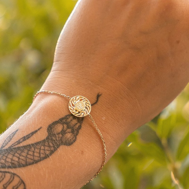 Bracelet Fin Plaqué Or Feuilles de Laurier Epis Tendance