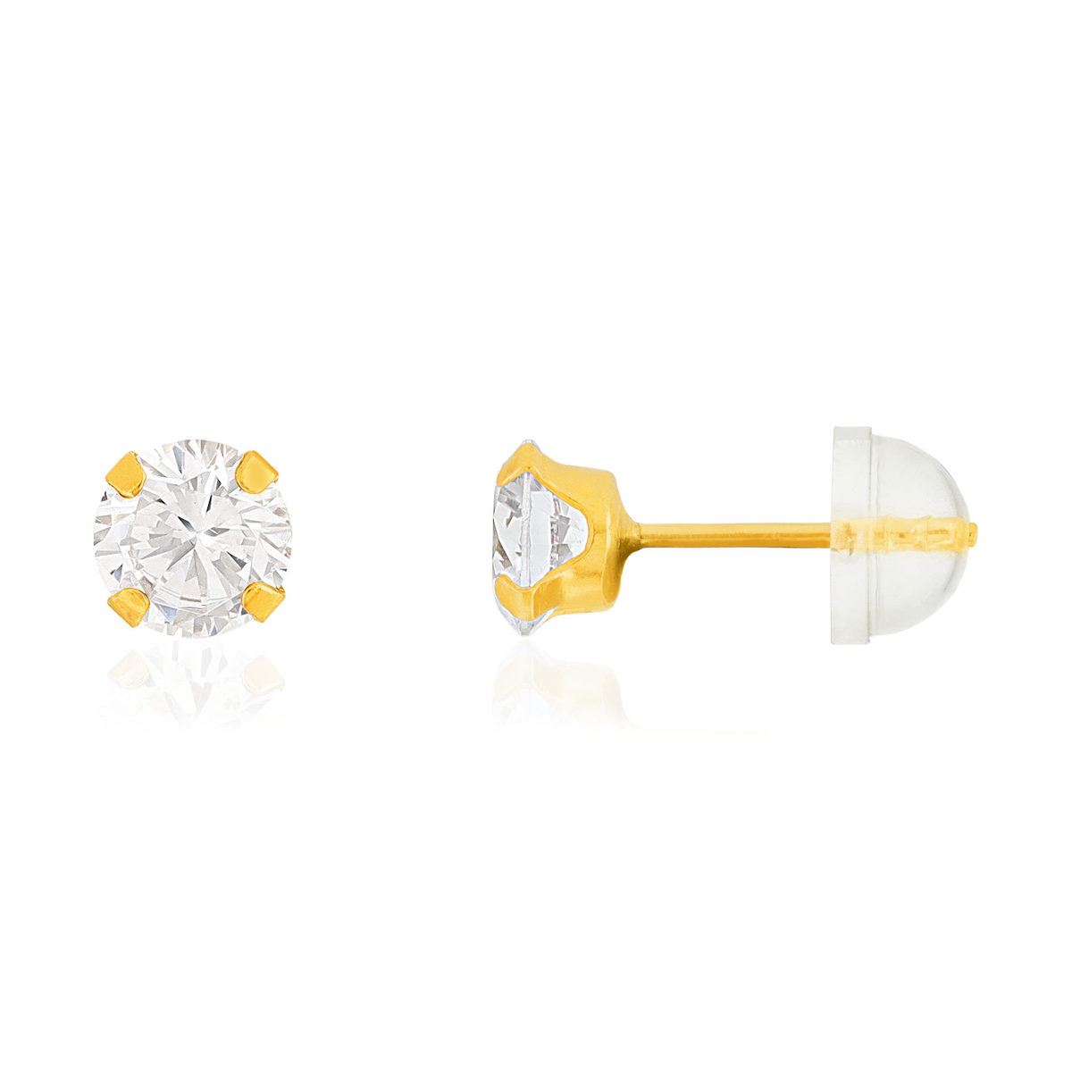 Boucles d'oreilles or 375 jjaune zirconia blanc