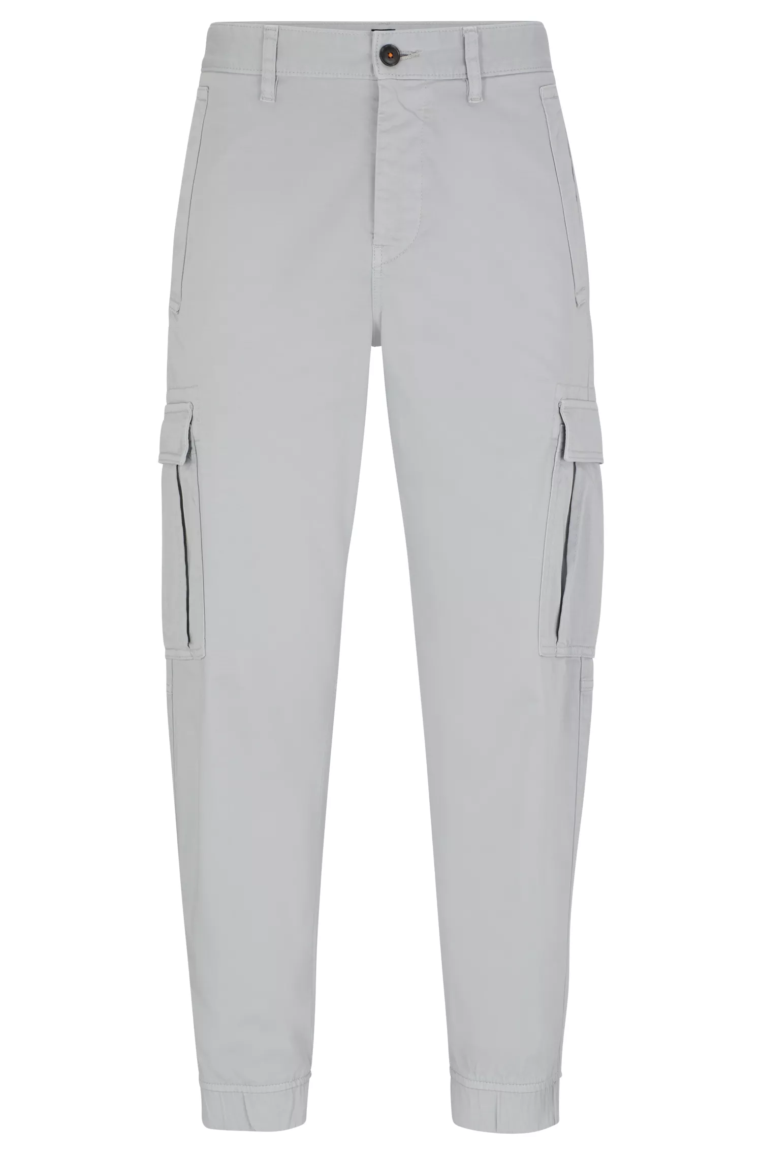 Calça cargo BOSS laranja, corte regular, em cetim de algodão elástico.
