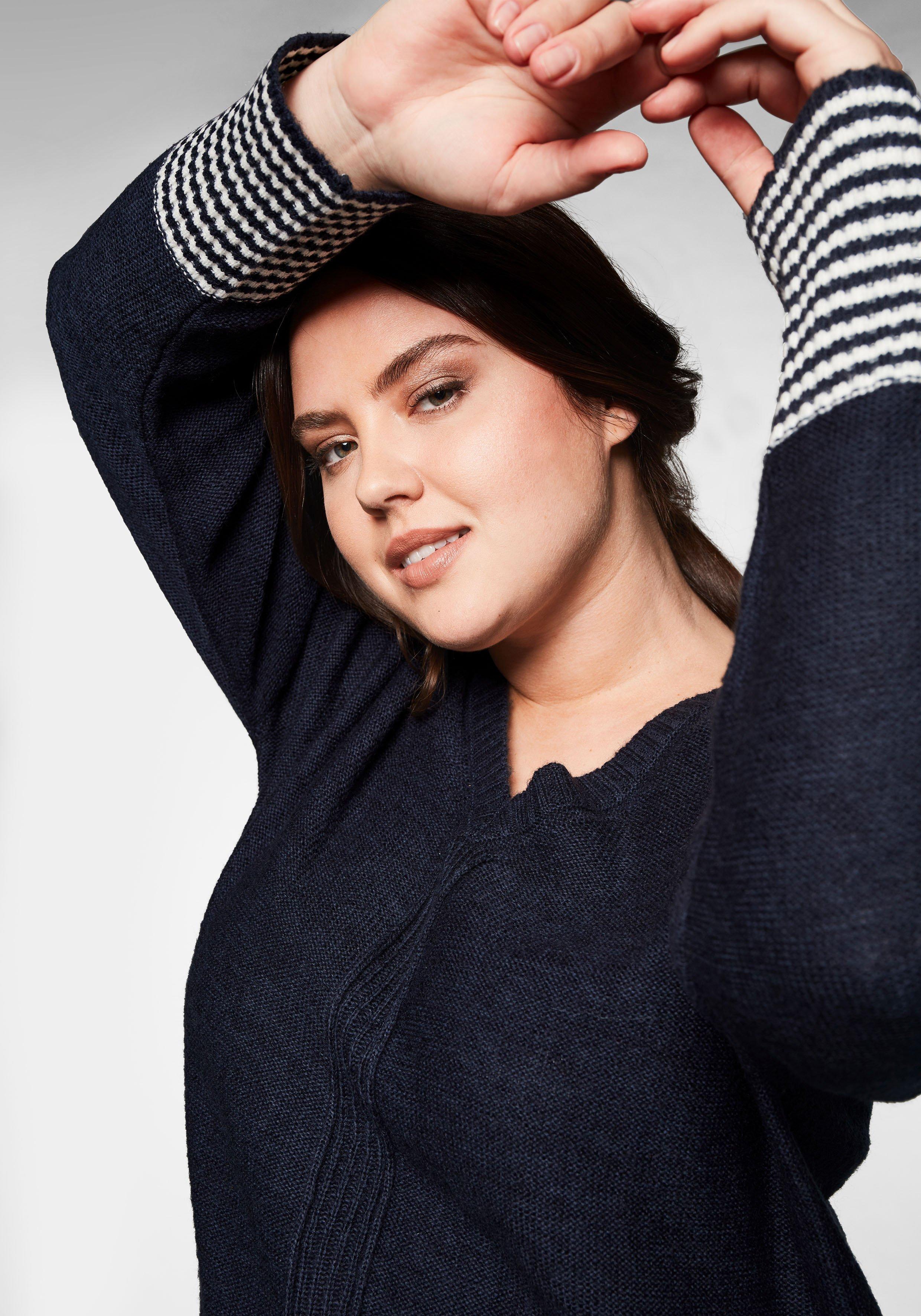 Pullover mit geringeltem Ärmelbündchen