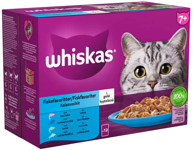 Whiskas Whiskas Fiskefavoritter i gelè 12 pk