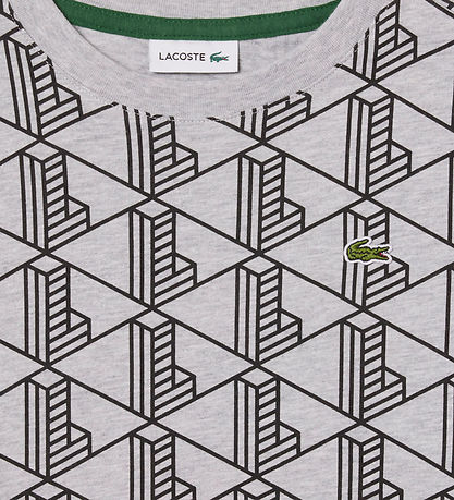 Lacoste T-Shirt - Silber/China/Black m. Logo/Print