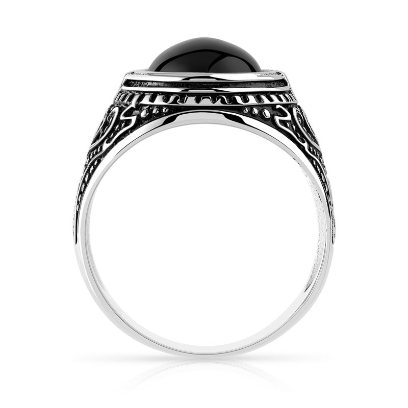 Bague argent 925 onyx imitation ovale