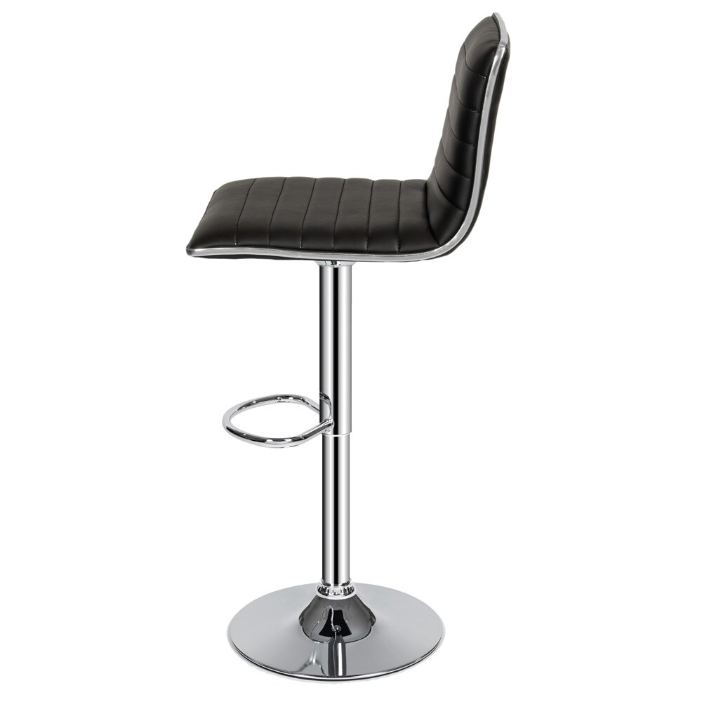tectake® 2er Set Barhocker, gepolstert mit Rückenlehne, Gestell aus verchromtem Stahl, Sitzhöhe 60 - 81 cm