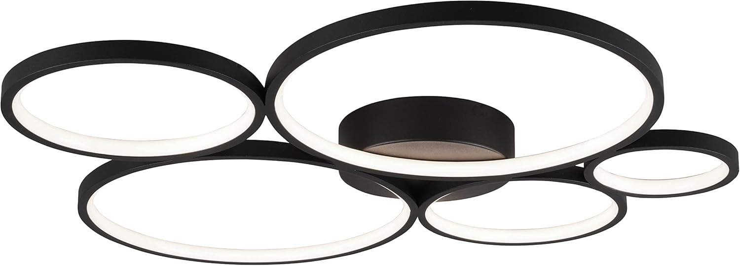 Trio Leuchten LED Deckenleuchte Rondo 622610532, Metall Schwarz matt, inklusiv 49 Watt LED, Switch Dimmer