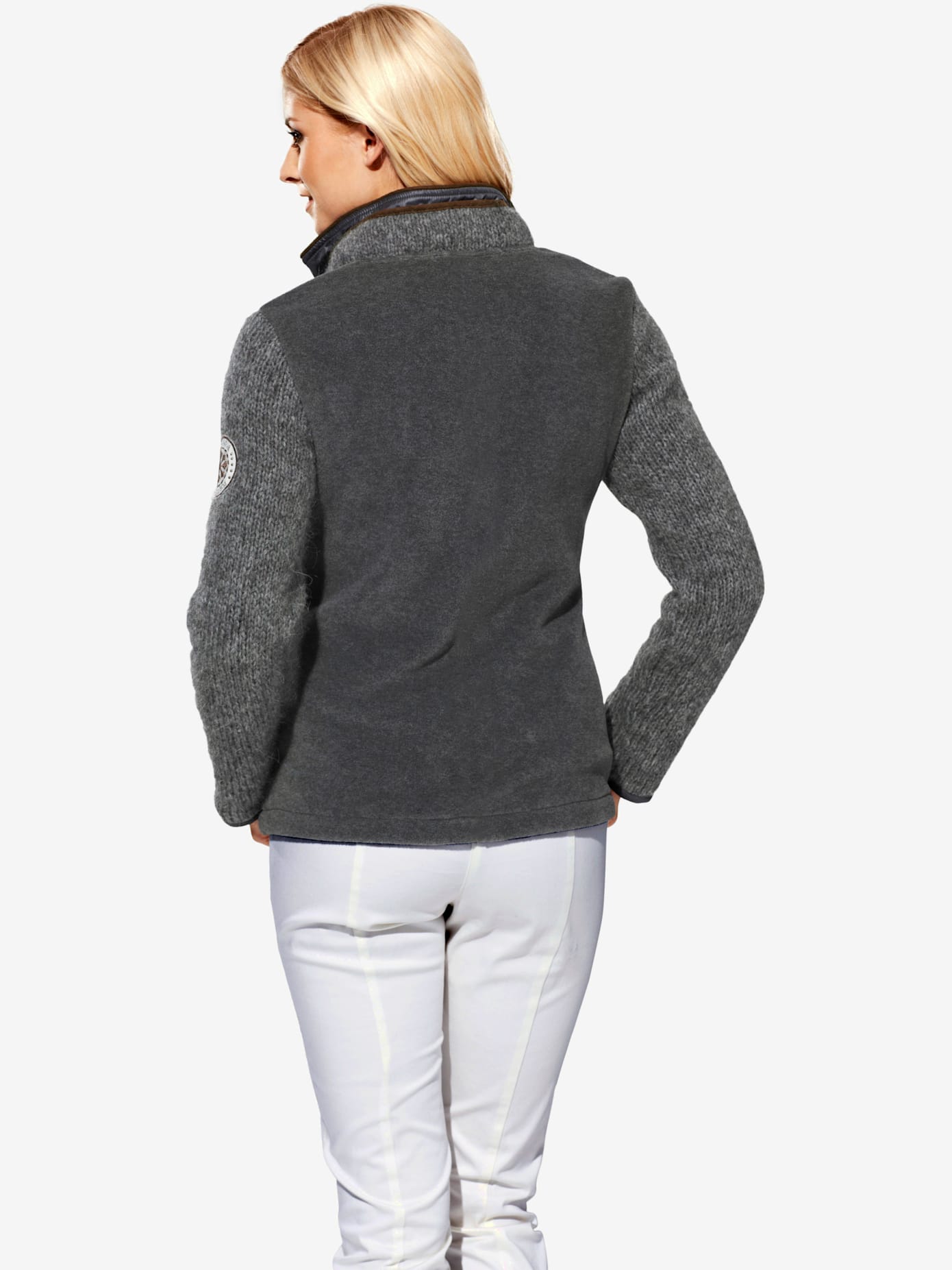 Veste sweat mélange polaire et tricot