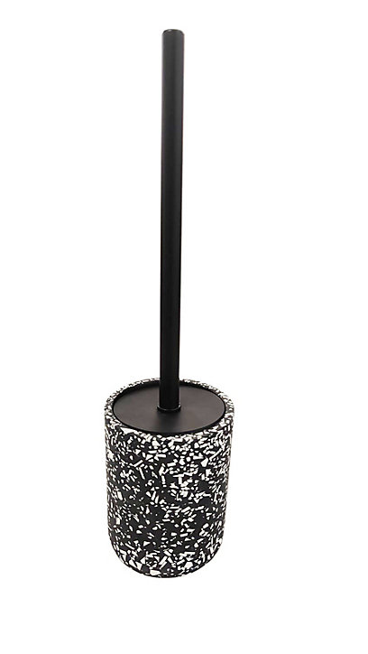 Pot et balai WC, noir et blanc, Terrazzo