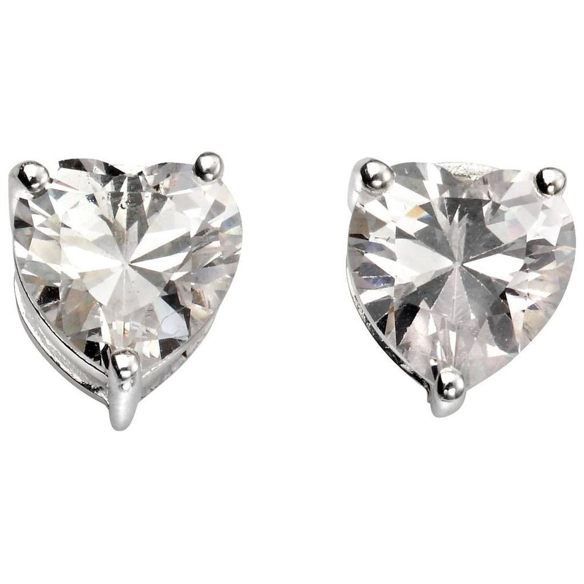 Boucle d'oreille cristal et coeur en argent  925/1000