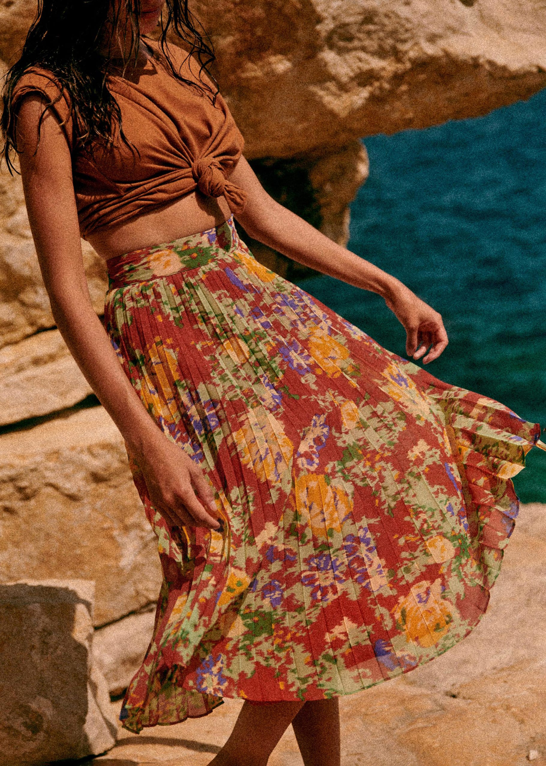Jupe Dino - Fleurs Chinées Camel - E-SHOP/JUPES & SHORTS 5905651