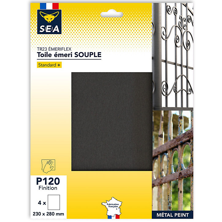 Toile abrasive emeri ø230 x 280 mm grain 120, lot de 4