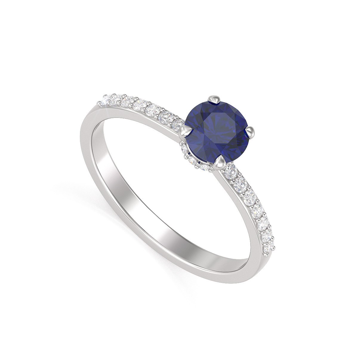 Bague ADEN Or 585 Blanc Saphir et diamants 2.4grs
