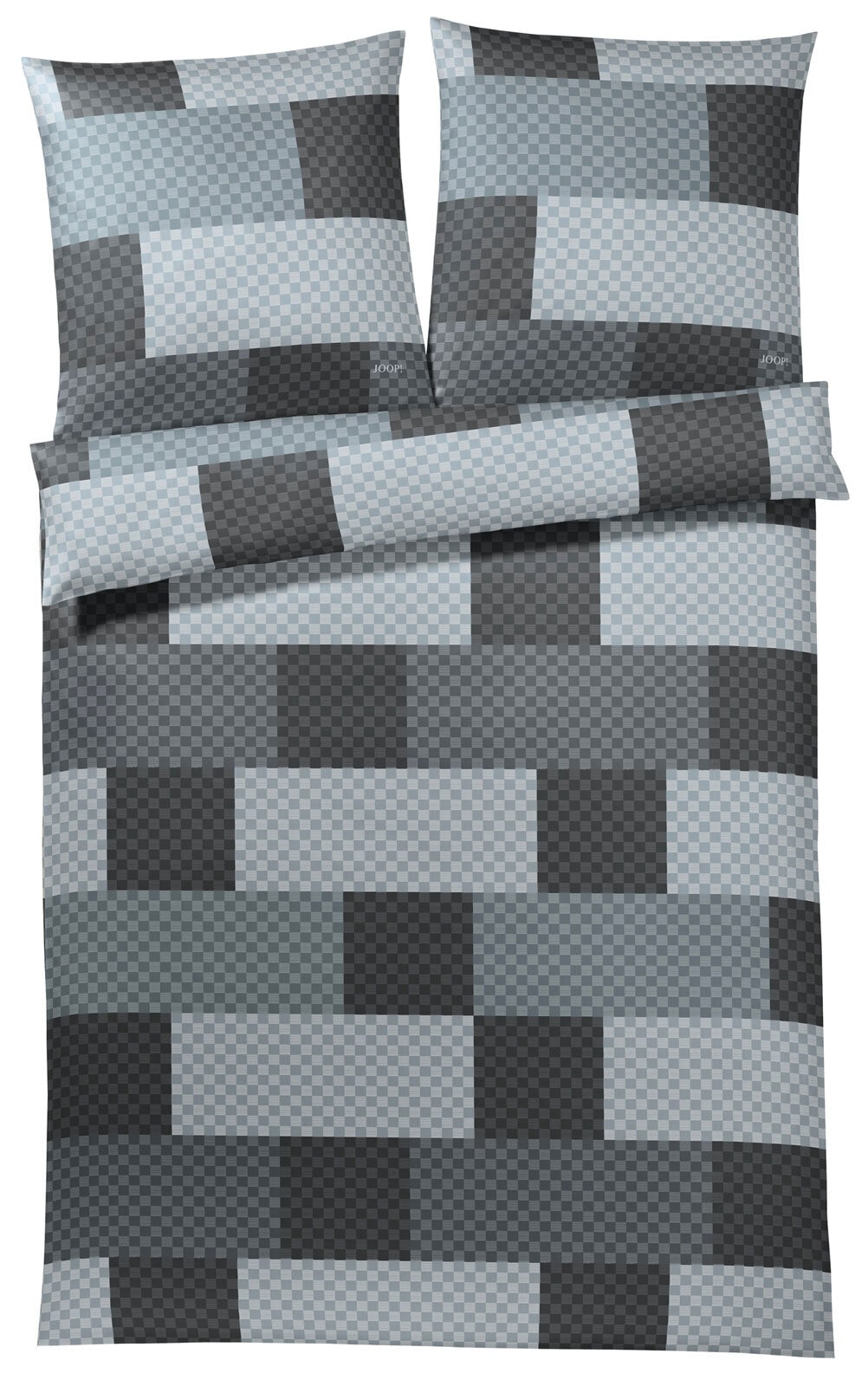 JOOP! Satin-Bettwäsche CHESSBOARD 155 x 220 cm grau