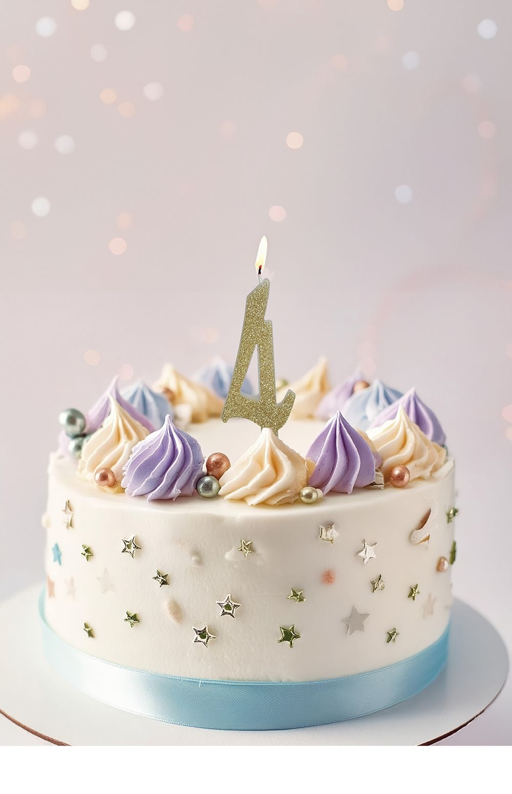 Gouden Kaars 4 Jaar Glitter 12,5cm