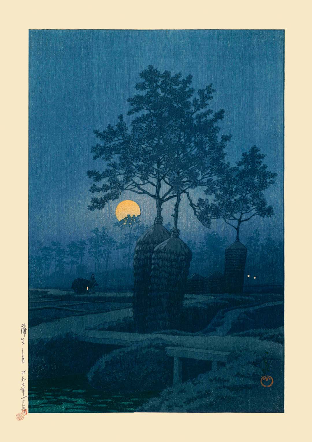Vollmond bei Gamo Kunstdruck von Hasui