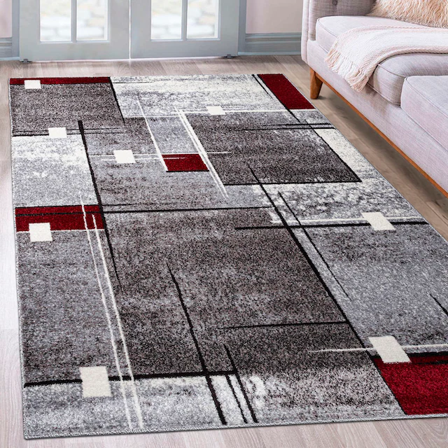 my home Teppich »Deblin« rechteckig 9 mm Höhe weicher Flor, Kurzflor, Karo-Design, modern, geometrisches Muster