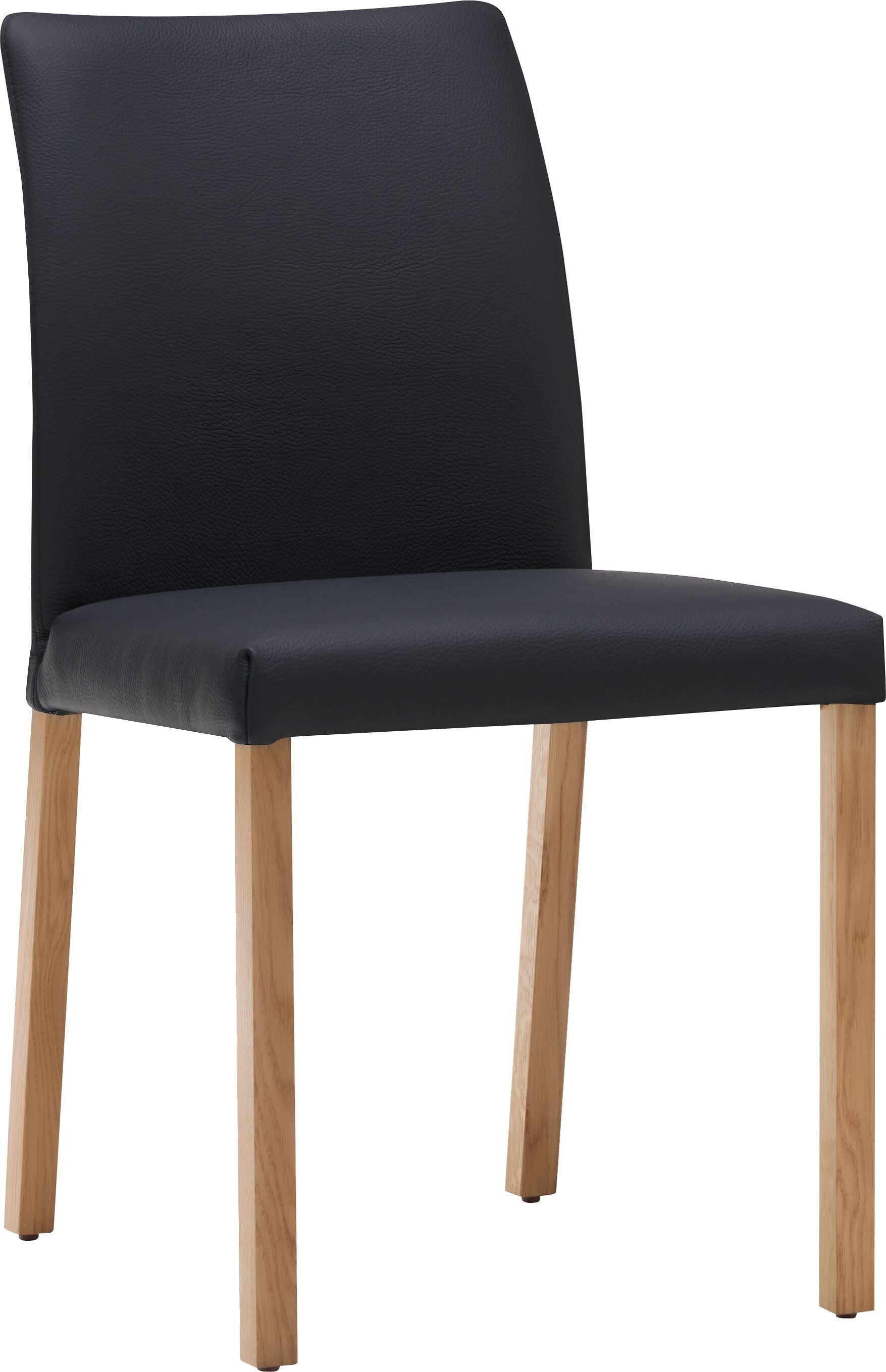 SIENA o.AL. Leder schwarz/4-Fuss Eiche n - Schwarz / B: 51.0 cm x T: 44.0 cm x H: 86.0 cm